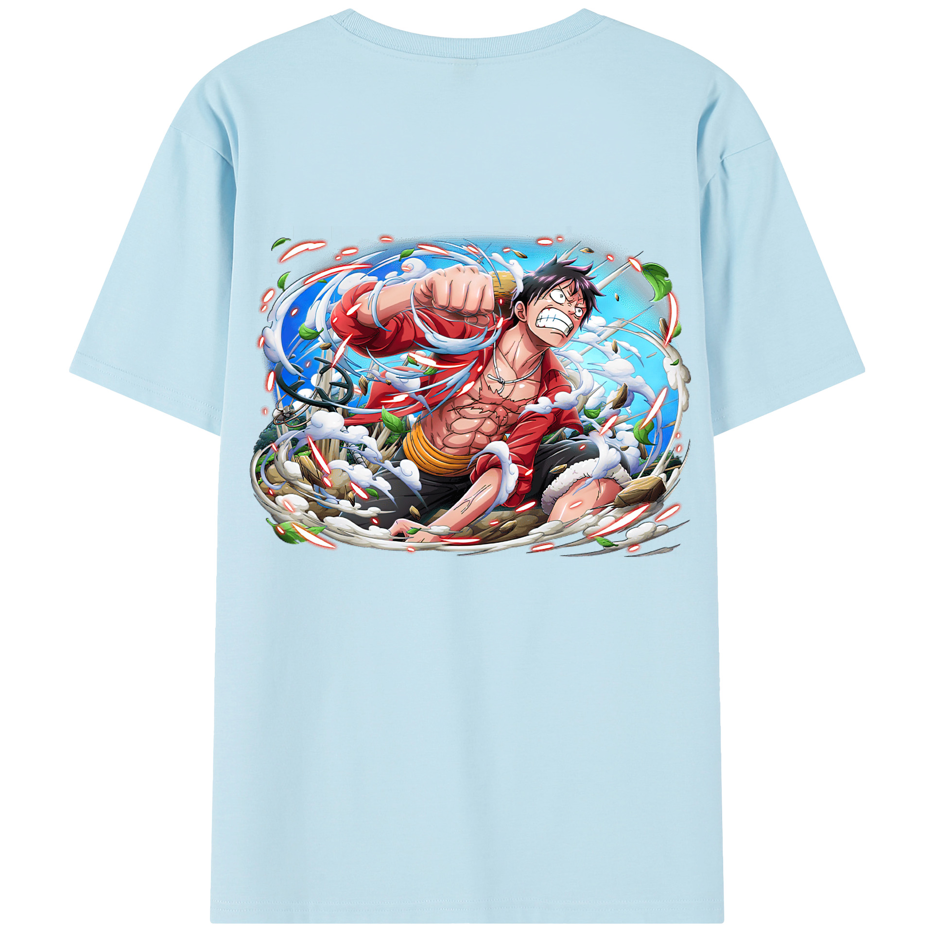 ワンピース モンキー・D・ルフィ ONE PIECE Monkey D. Luffy 綿100％半袖Tシャツ（背面プリント）